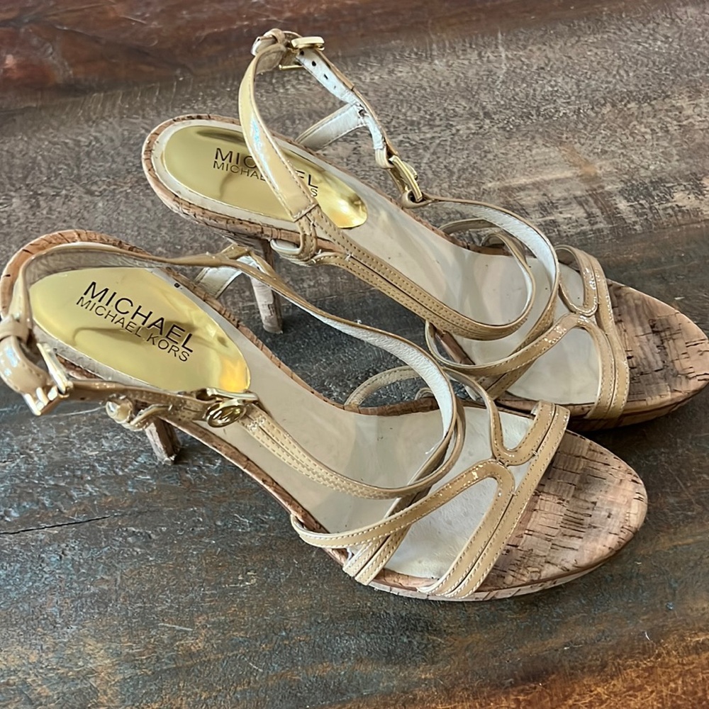 Michael Michael Kors Gold Strappy Espadrille Heels Size 9.5